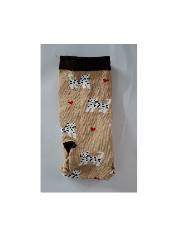 0200.196 Gatitos y corazones Milena - calcetines de mujer, Beige