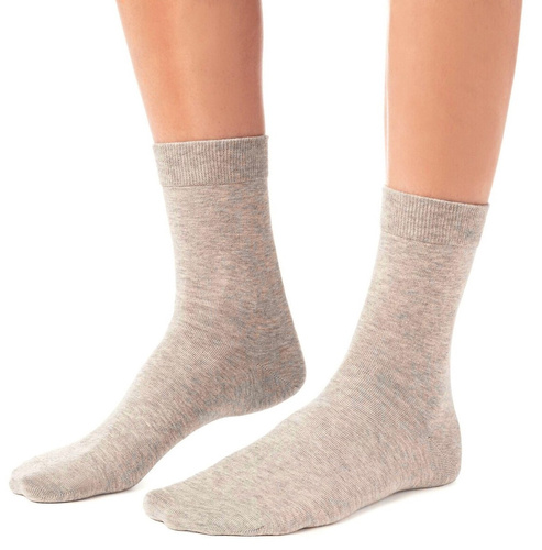 Steven art.211 calcetines de mujer de algodón orgánico sin costuras lisos - 002 beige melange