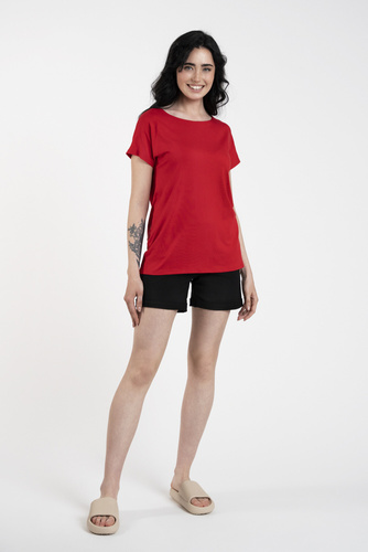 Ksenia Blusa manga corta Moda Italiana - rojo
