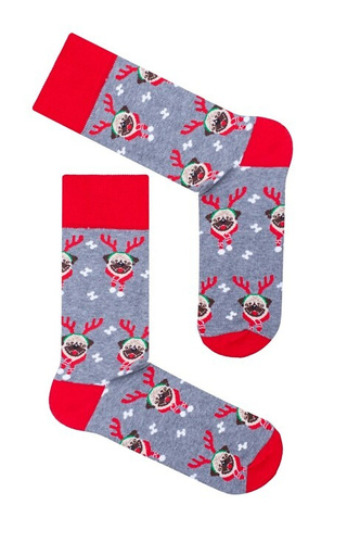 1290-036 Mopsy calcetines de los hombres Milena gris-Navidad-color-calcetines de algodón
