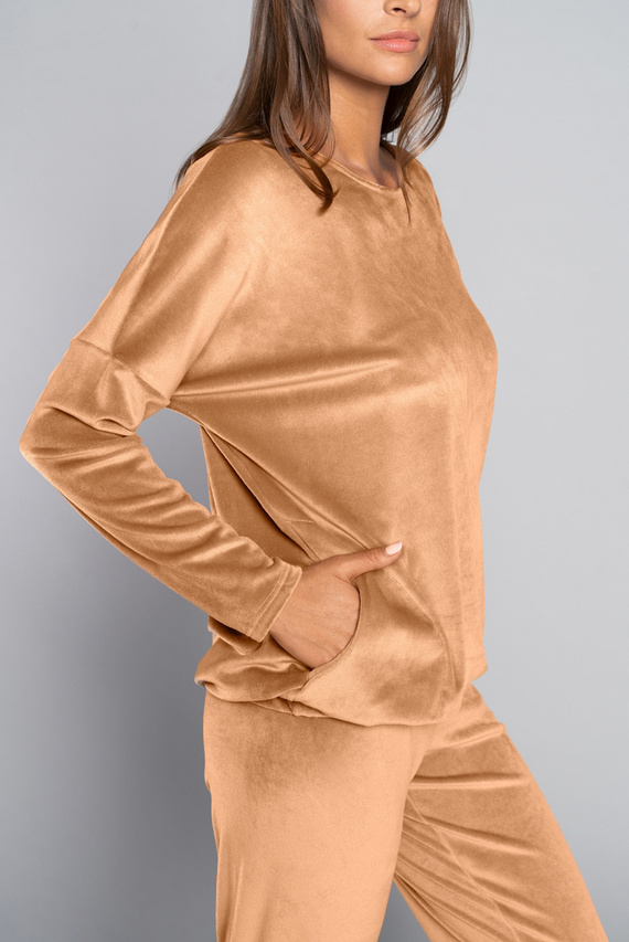 Conjunto largo Juga para mujer. manga, longitud. pantalones camel de moda italiana