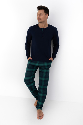 Pijama de hombre Luke Sensis - algodón, largo, verde a cuadros
