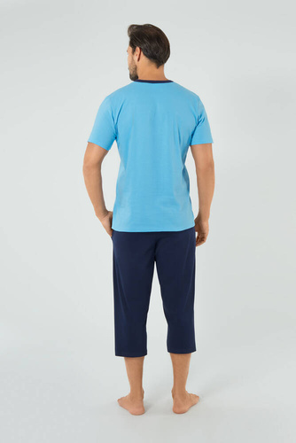 Pijama de manga corta y pantalón 3/4 Junak Hombre Moda Italiana - azul/verde