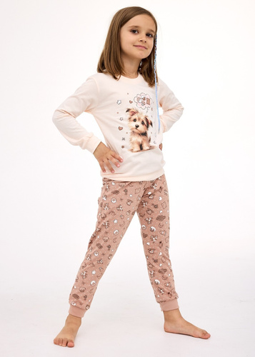 594/193 592/193 Sweet Dog Cornette pijama de niña crudo - algodón, manga larga