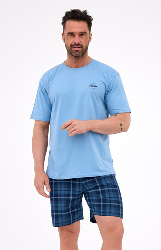 326/316 North 3 Pijama Cornette azul para hombre - algodón, manga corta, cómodo y elegante