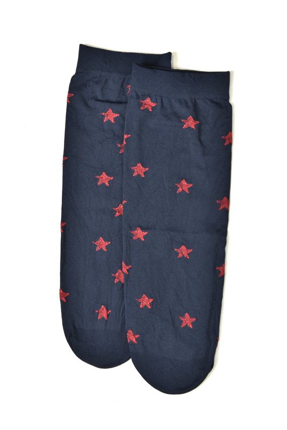 Calcetines Z 9101 Christmas Chill 40 den - calcetines de Navidad para mujer con estrellas, azul noche/verde