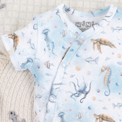 ABN-5443 Sea Of Joy Nini body envolvente de manga corta - algodón orgánico, para bebés