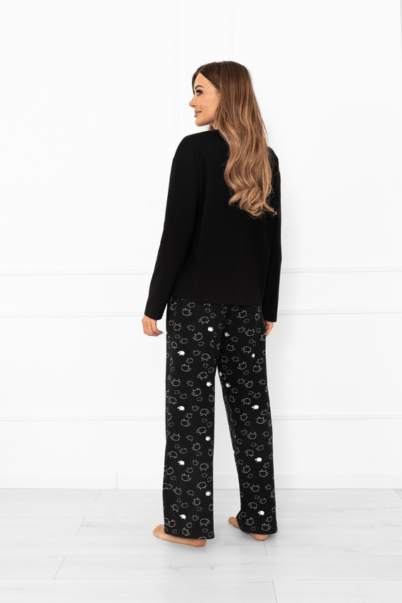 Pijama señora Bonnie - algodón, manga larga, pantalón largo, oveja Moda Italiana