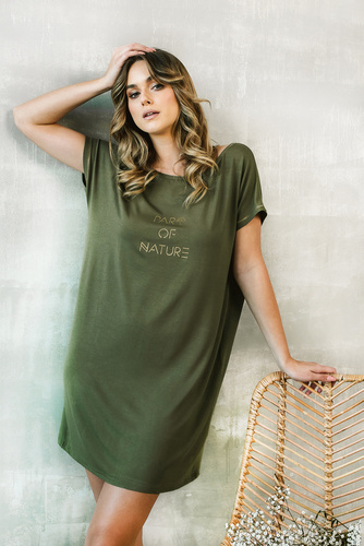 Natura Camisón de mujer, manga corta Moda Italiana - caqui