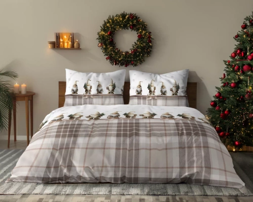 Ropa de cama Detexpol 6061 A Gnomos Navideños algodón blanco beige