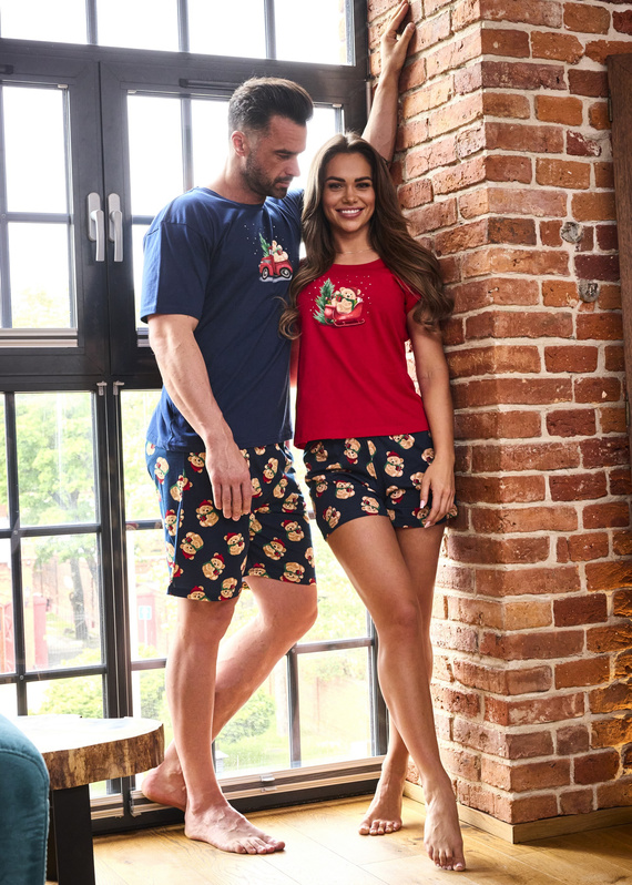 628/432 Pijama de mujer Teddy Cornette - Navidad, algodón, manga corta y pantalón