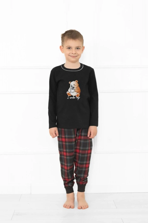Pijama Rusoli para niños Italian Fashion dark melange - algodón, largo, estampado navideño