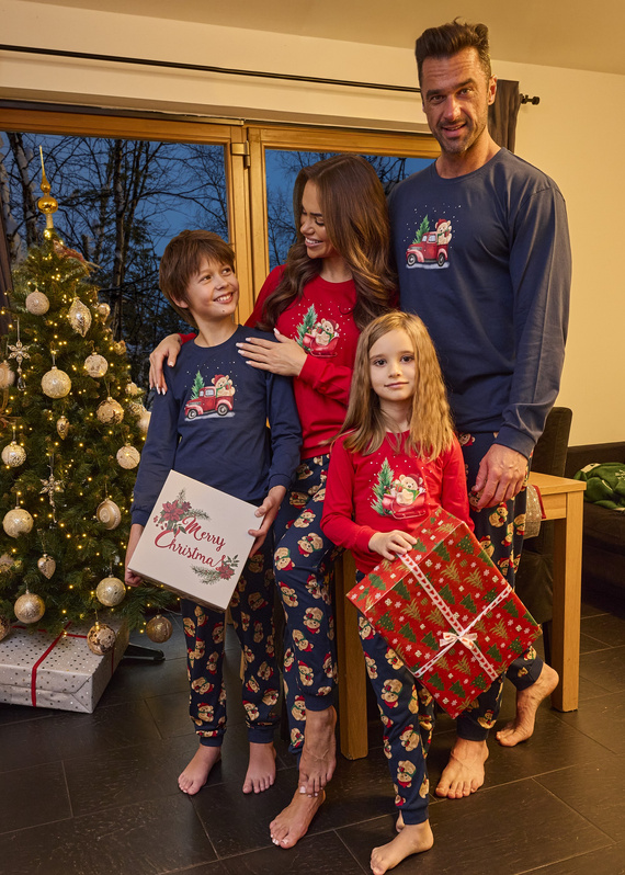 593/172 966/172 Osito Pijama de niño Cornette - Navidad, azul marino, algodón