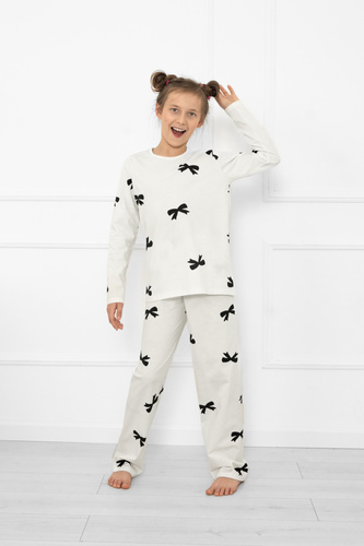 Pijama niña Fiocca- crudo, algodón, manga larga y pantalón Moda Italiana