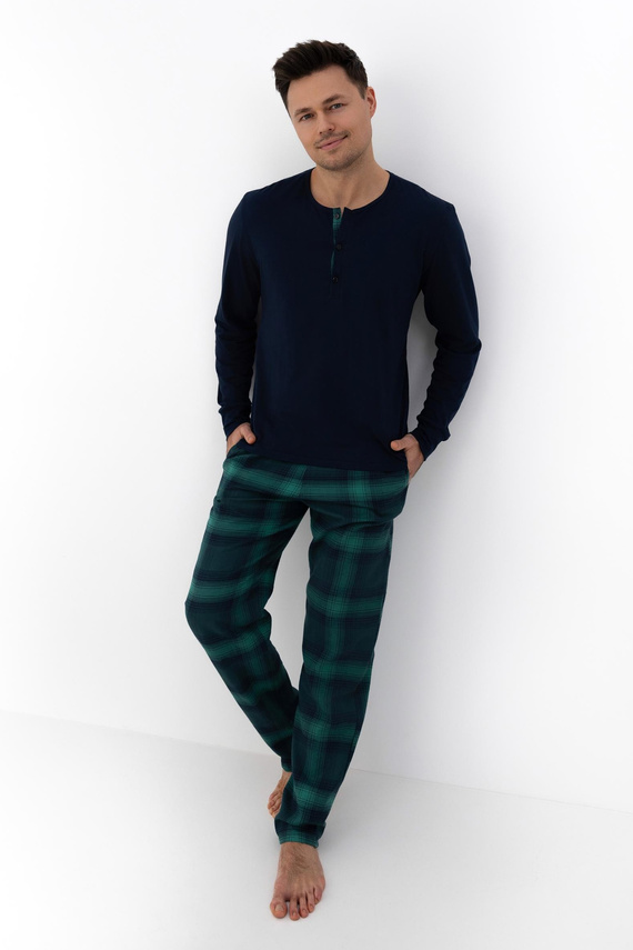 Pijama de hombre Luke Sensis - algodón, largo, verde a cuadros