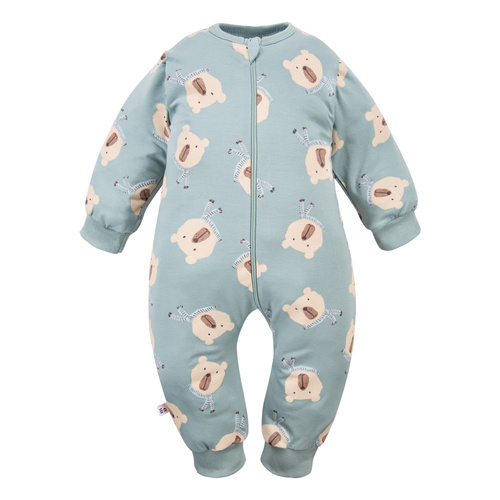 Pijama infantil Beary Cool Eevi - salvia, algodón, sin pies, cremallera