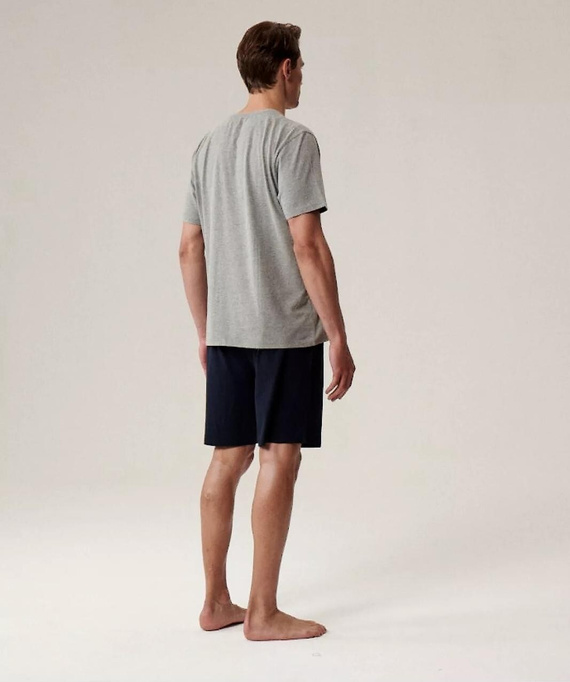 Pijama de hombre NMP-396 - gris azul marino y algodón, manga corta, ligero y cómodo para el verano