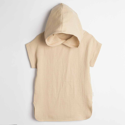 Poncho infantil Nicol 224392 muselina 100% algodón con capucha - beige