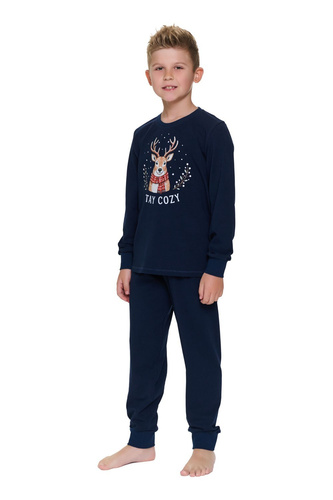 Pijama infantil Doctor Nap 7506 azul marino de algodón con ciervo Stay Cozy