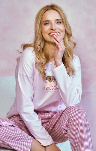 3434 Elisa Pijama de mujer Taro - 100% algodón, manga larga, estampado perritos