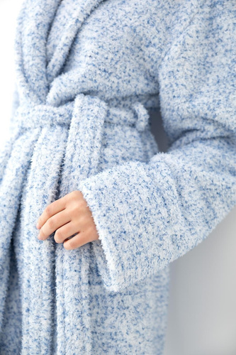 Bata de mujer Sensis Ismina azul – suave, esponjosa, hasta la rodilla