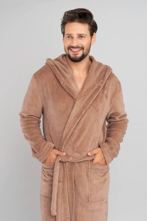 Mimas Albornoz con capucha para hombre Italian Fashion- camel