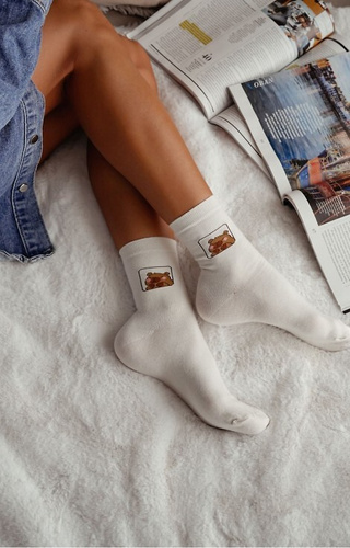 0200-186 Kapibara Calcetines de mujer Milena crudo - algodón, estampado