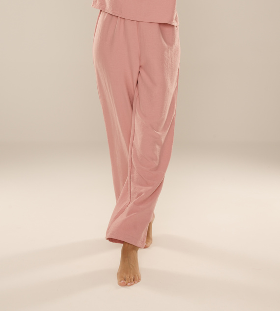 Maeve 875 De Lafense pantalón de pijama de mujer - largo, liso, con bolsillos - rosa