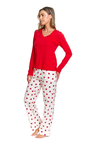 Pijama mujer Doctor Nap Amour, blusa roja + pantalones de franela, 100% algodón