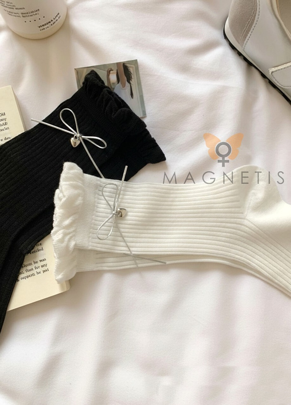 Magnetis CC-251103 calcetines mujer algodón con volante y lazo black