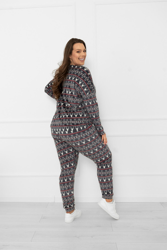 Conjunto de señora Navara - conjunto de forro polar con motivos navideños y renos Italian Fashion - grafito