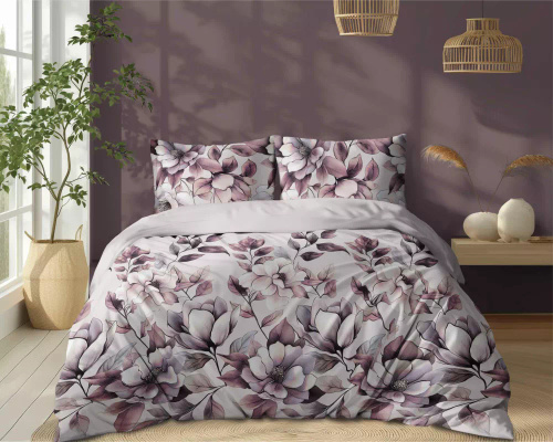 5498 B Ropa de cama de algodón rosa claro con flores ahumadas Naturalis- Detexpol