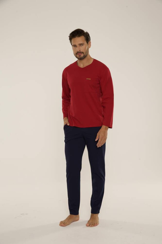 683 Kevin Forex Pijama de hombre - granate - azul marino