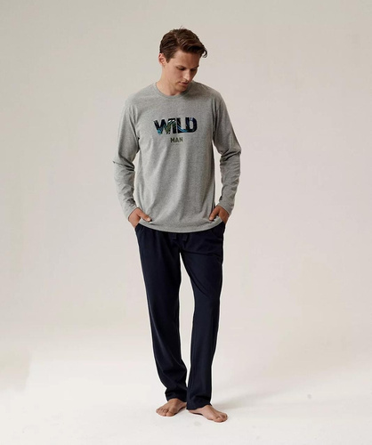 Pijama de hombre NMP-392 Atlantic - algodón, manga larga, elegante conjunto para las noches frías