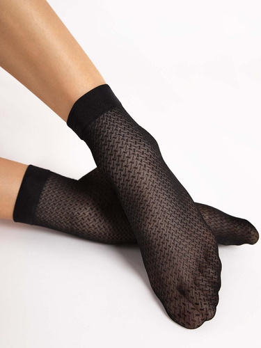Fiore G1203 Punto Calcetines de mujer negros 20 DEN con estampado sin compresión