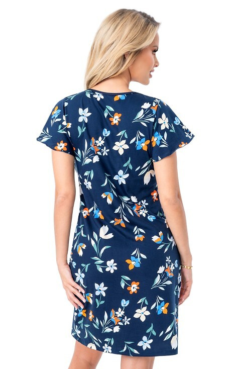 Donna Caroline - camisón de algodón para mujer con estampado floral y escote en V