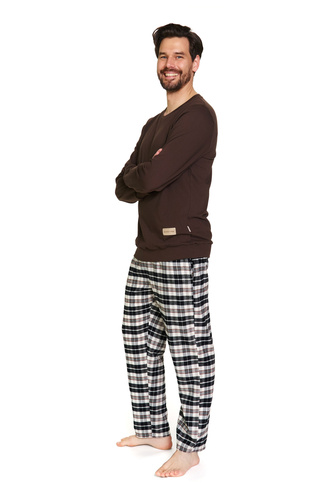 7334 Pijama de hombre Doctor Nap - algodón y franela, estampado de cuadros brownie