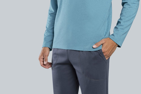 Lion Pijama de manga larga para hombre, pantalón Moda Italiana - rojo/grafito