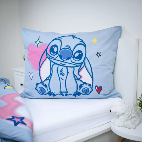Ropa de cama de algodón 140x200 Lilo and Stitch azul 70x90 Jerry Fabrics