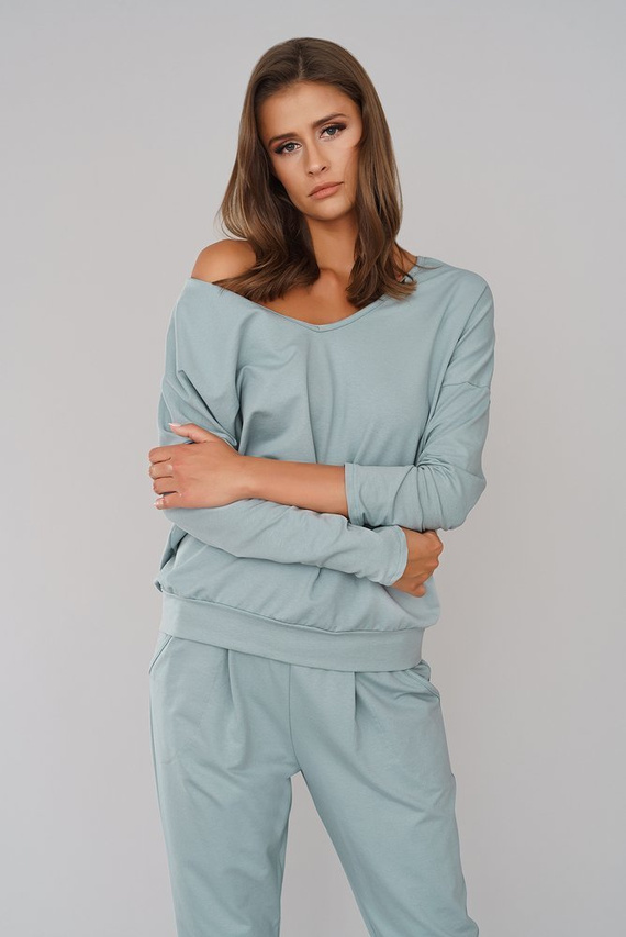 Karina Señoras conjunto de manga larga, pantalones Moda Italiana - caramelo