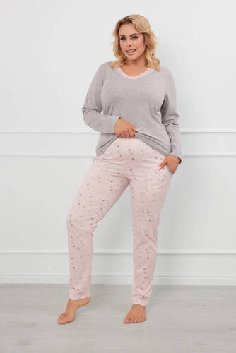 Rosaria Pijama señora manga larga, pantalón largo Moda Italiana - melange/estampado