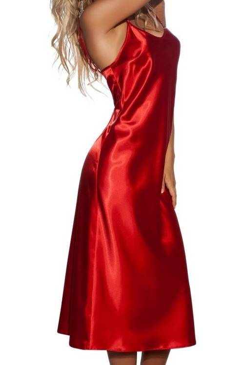 Argentina Kalimo - camisón de satén sin tirantes para mujer, elegante camisón midi, rojo