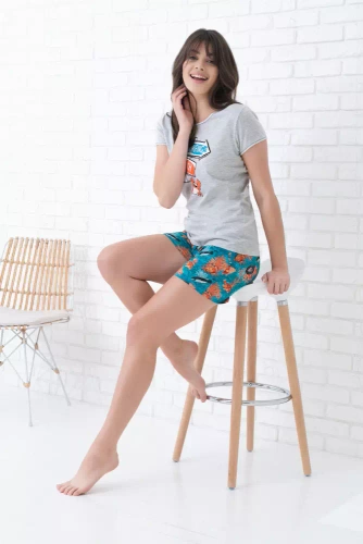 Pijama de manga corta Oceania Ladies, short Italian Fashion- melange/print