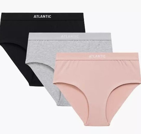 3CLP-009/Z25 Atlantic braguitas de mujer negro-rosa-gris - maxi Sport, algodón, 3 piezas.