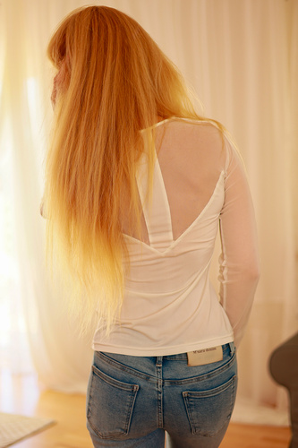 Fargo Mirale blusa de mujer - microfibra, mangas y espalda transparentes, manga larga - crudo