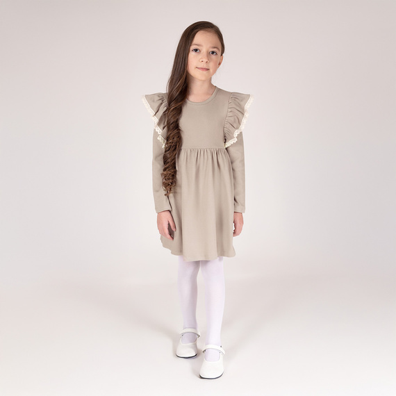 212169 Vestido de niña Tola Nicol - 100% algodón, manga larga, volantes, confección pulida