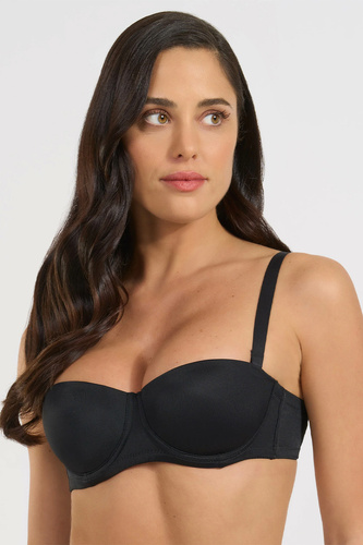 391 Sujetador Bandeau Nero Selene Bardotka Aros Rellenos Tirantes Desmontables