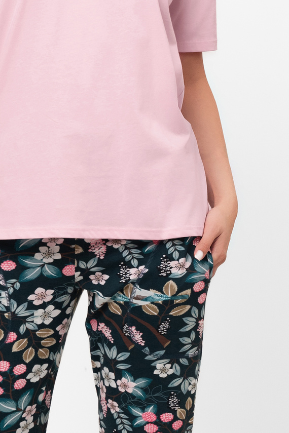 Pijama de algodón para mujer Marisal - manga corta, pantalón largo Moda Italiana