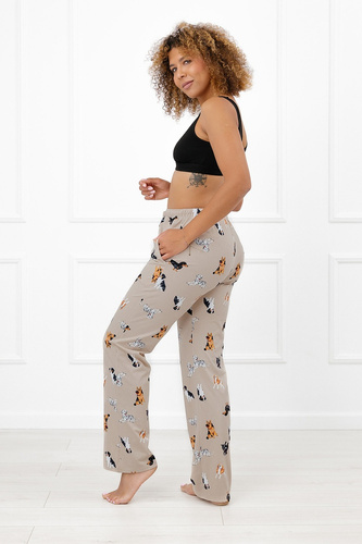 Pantalones largos de algodón para dormir de mujer Italian Fashion Czuczu con estampado de perros