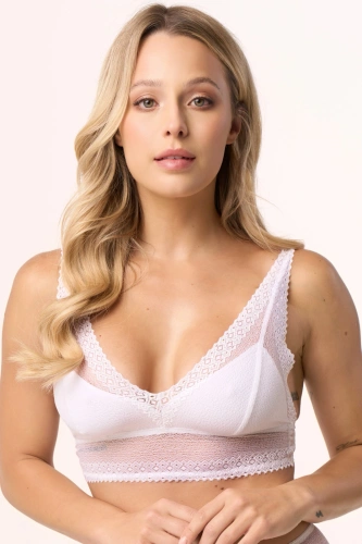 210 Bralette de encaje Babell blanco - delicado, sin aros, elástico | Comodidad y sutileza femenina